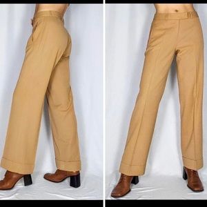 Midrise wide leg cuffed trousers